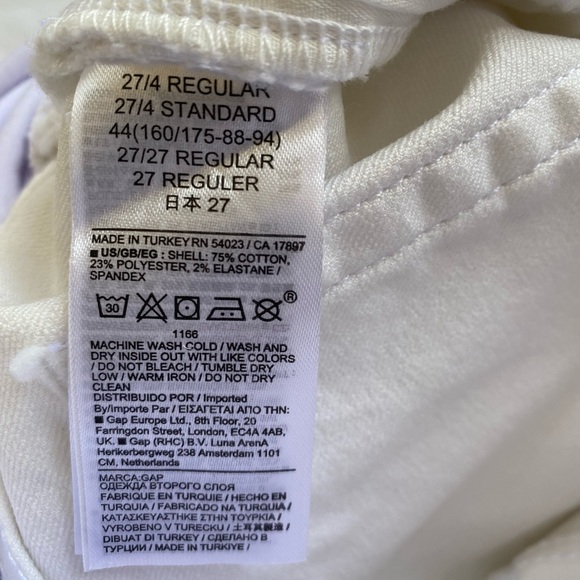 🆕 Gap Maternity True Waistband Full Panel Vintage Slim Jean White Size 4 - Picture 10 of 12